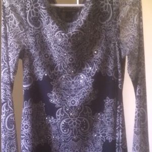 INC dark blue and white long sleeve. 100% nylon